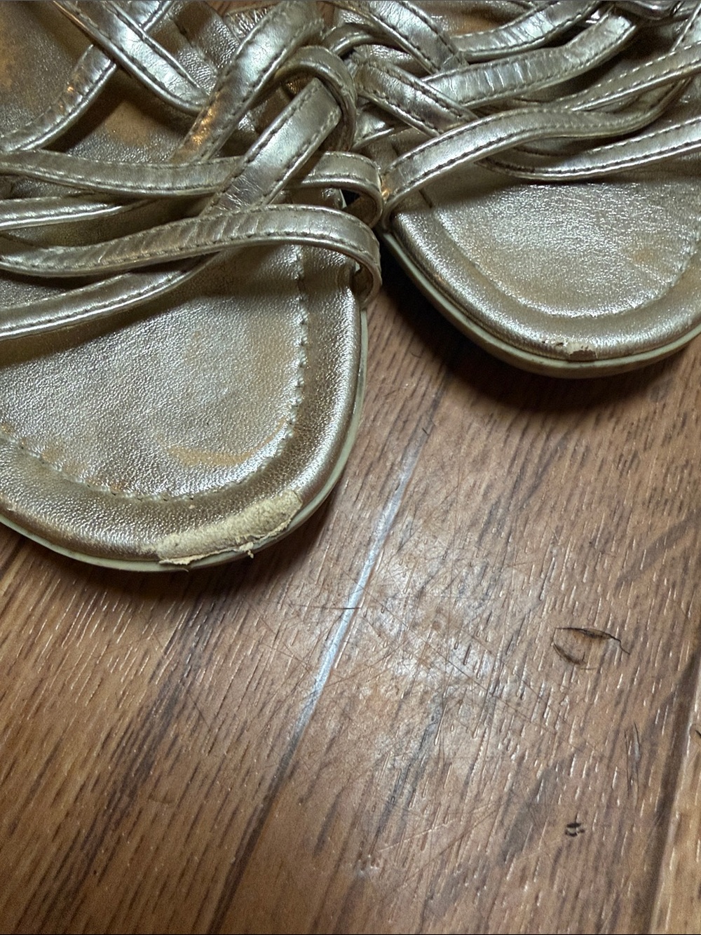 PradaMetallic Gold Strappy Women’s Sandals - Picture 4 of 7